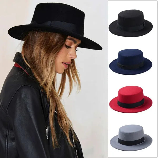 Pork Pie Flat Top Wool Hats