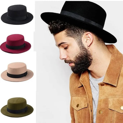 Pork Pie Flat Top Wool Hats