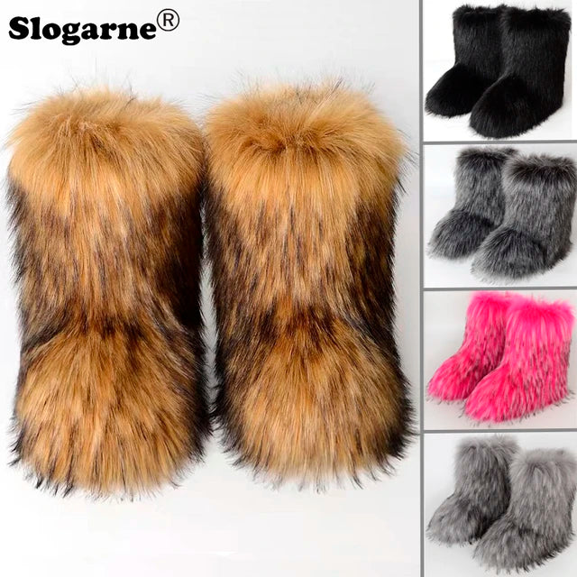 Luxurious Faux Fox Fur Boots