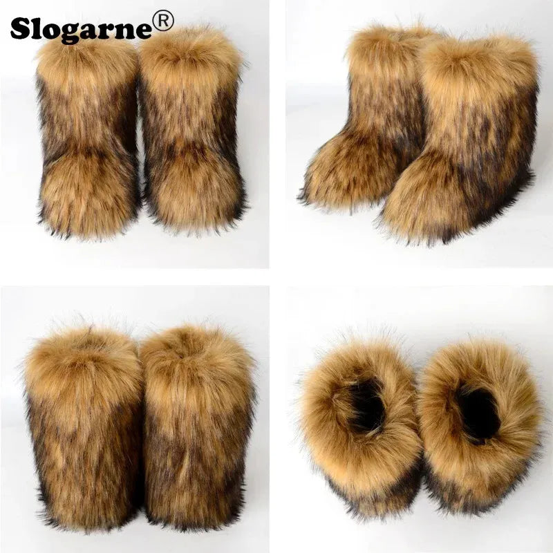 Luxurious Faux Fox Fur Boots