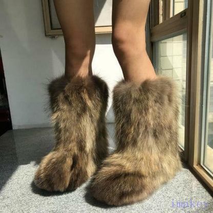 Luxurious Faux Fox Fur Boots