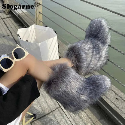 Luxurious Faux Fox Fur Boots