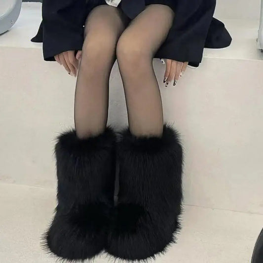 Luxurious Faux Fox Fur Boots
