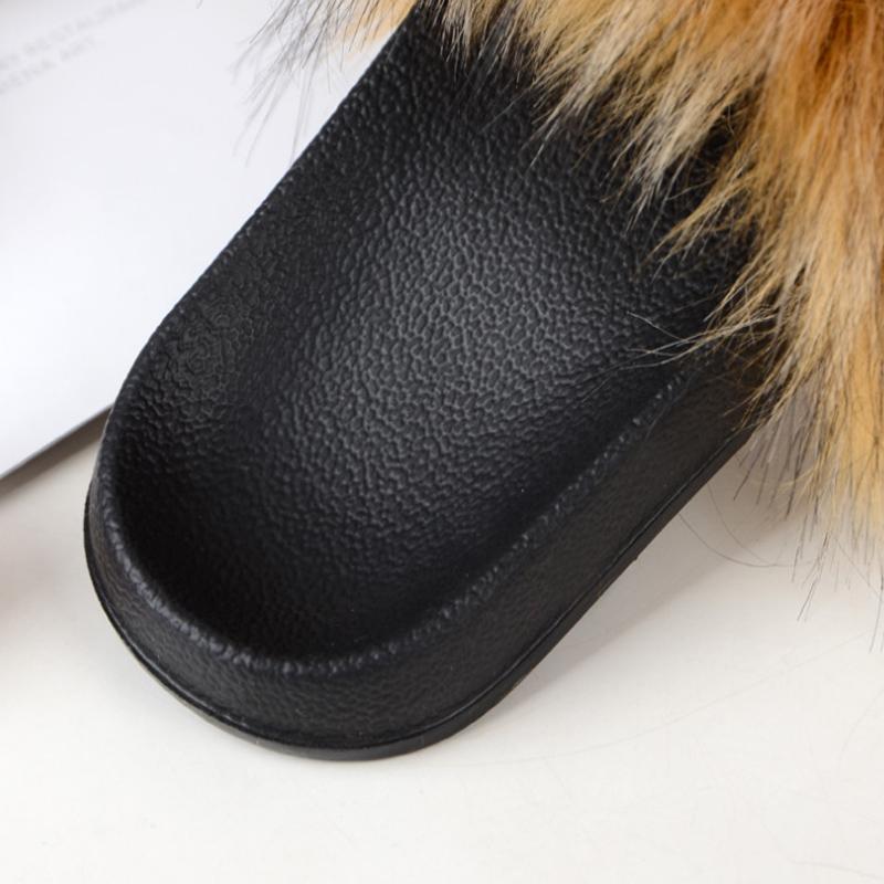 Fox Fur Slide Slippers