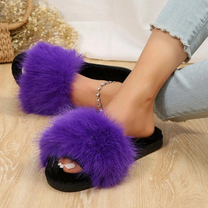 Fox Fur Slide Slippers