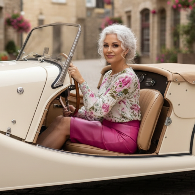 Mia Floral Shirred Cuff Blouse