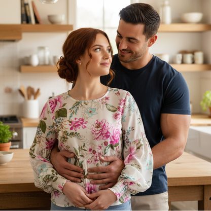 Mia Floral Shirred Cuff Blouse