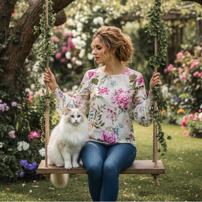 Mia Floral Shirred Cuff Blouse