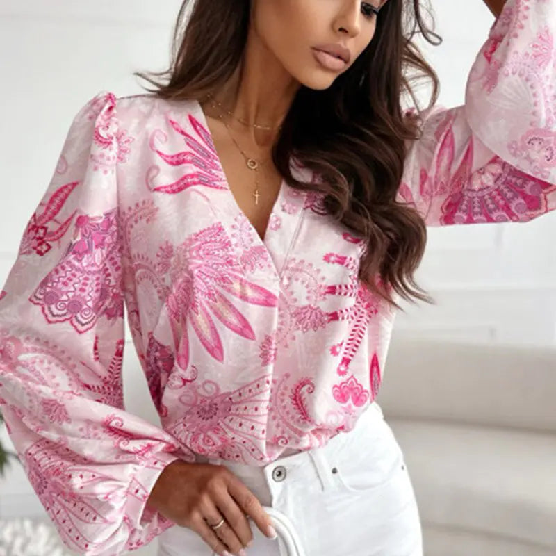 Lantern Sleeve Polyester Blouses