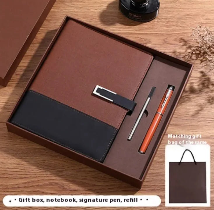 Business Notebook Soft Leather High Grade Gift Set