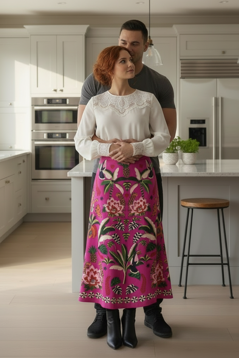 Tropical Rio Floral A-Line Skirt