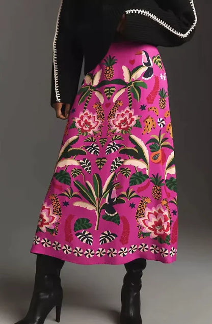 Tropical Rio Floral A-Line Skirt