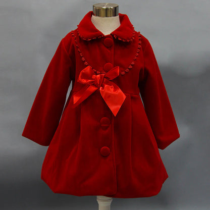 Girls' Wool Blend Bow Coats