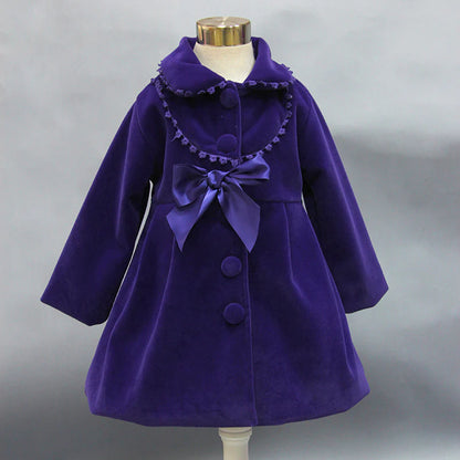 Girls' Wool Blend Bow Coats