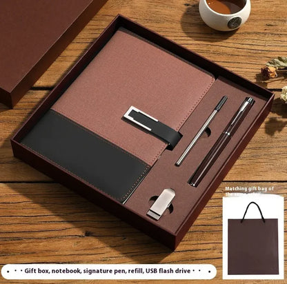 Business Notebook Soft Leather High Grade Gift Set