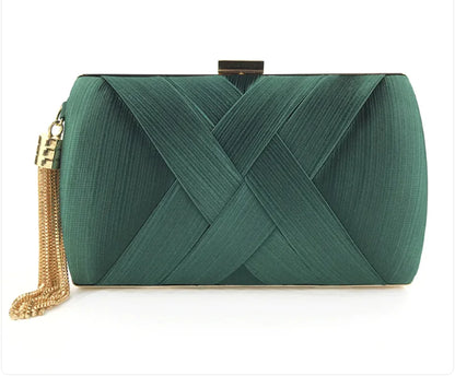 Satin Crisscross Evening Clutch