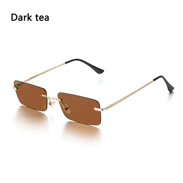 Rimless Small Rectangle Eyewear UV400 Sunglasses