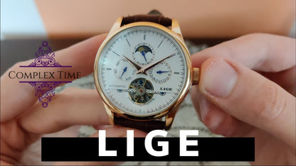 LIGE Belmont Automatic Mechanical Tourbillon Waterproof Watches