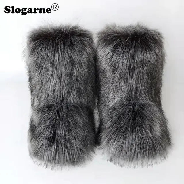 Luxurious Faux Fox Fur Boots