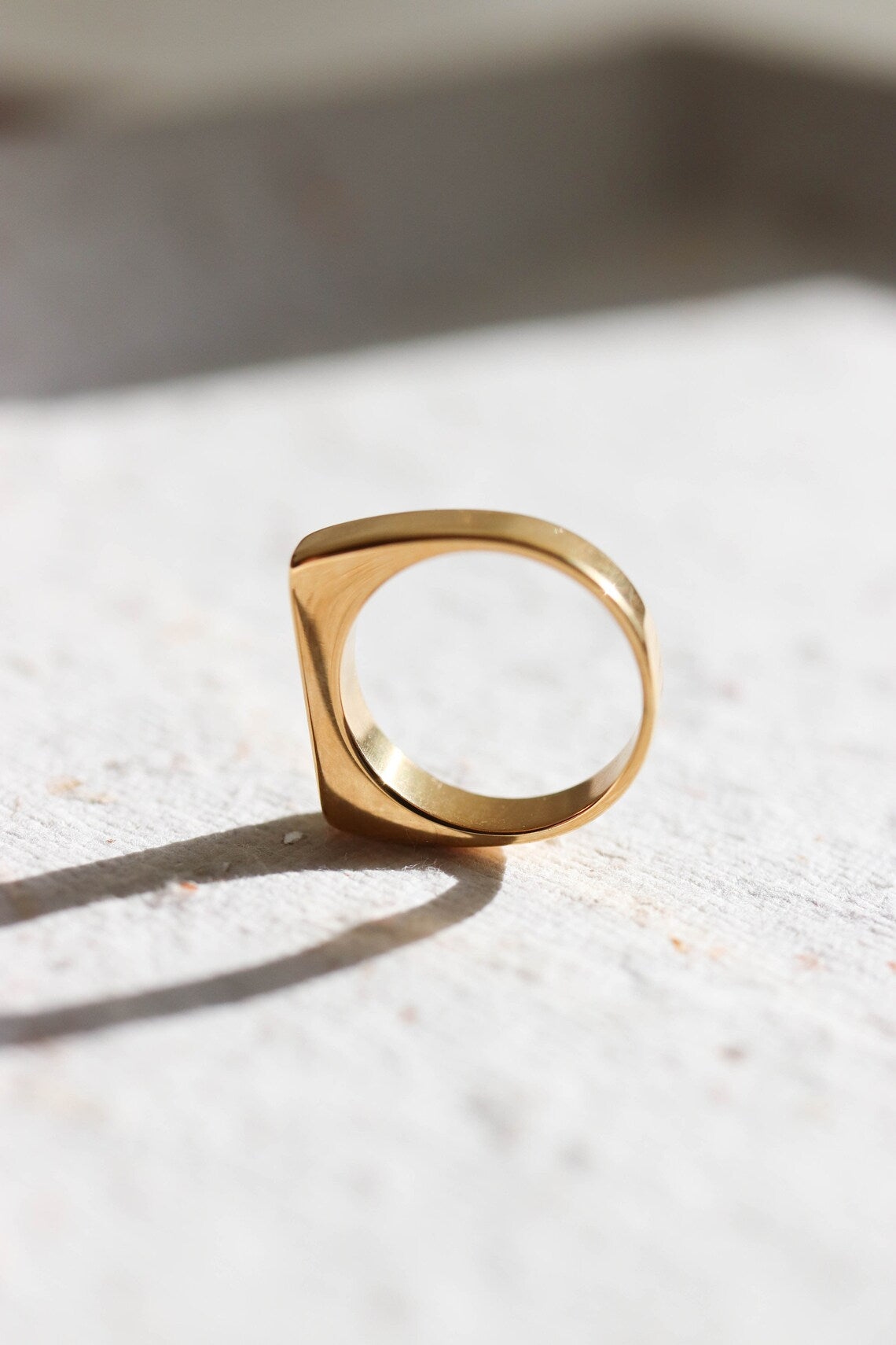 18K Gold Plated Titanium Square Ring