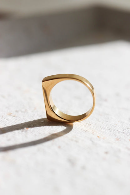 18K Gold Plated Titanium Square Ring