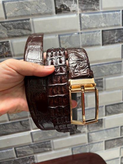 Hornback Crocodile Skin Leather Belts