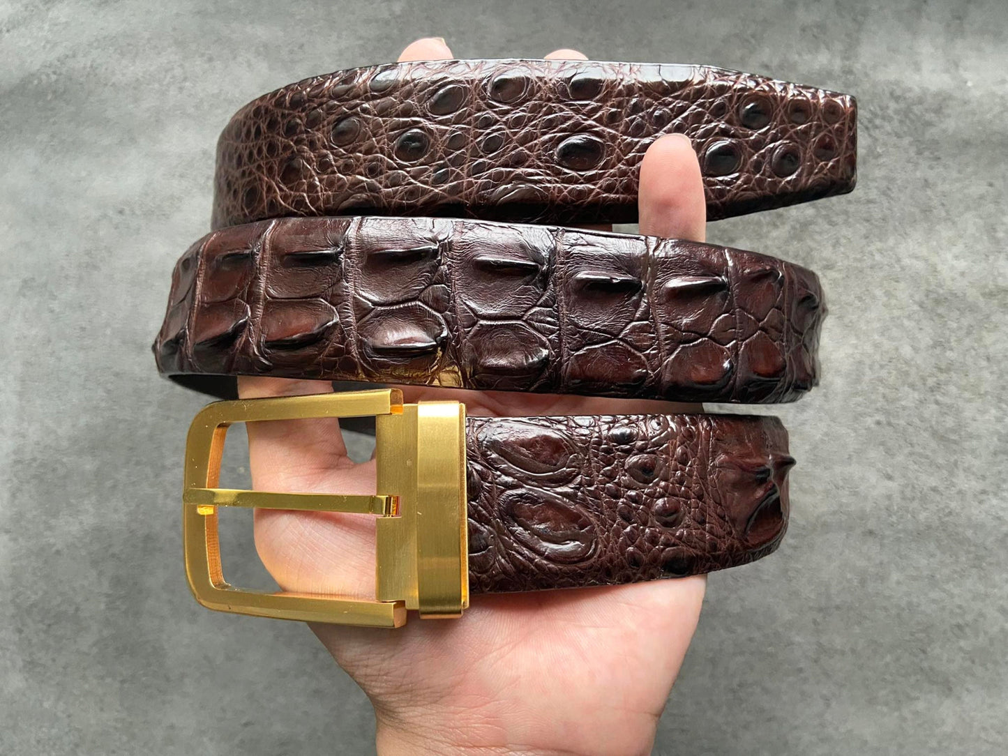 Hornback Crocodile Skin Leather Belts