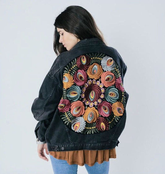 Boho Embroidered Denim Jacket