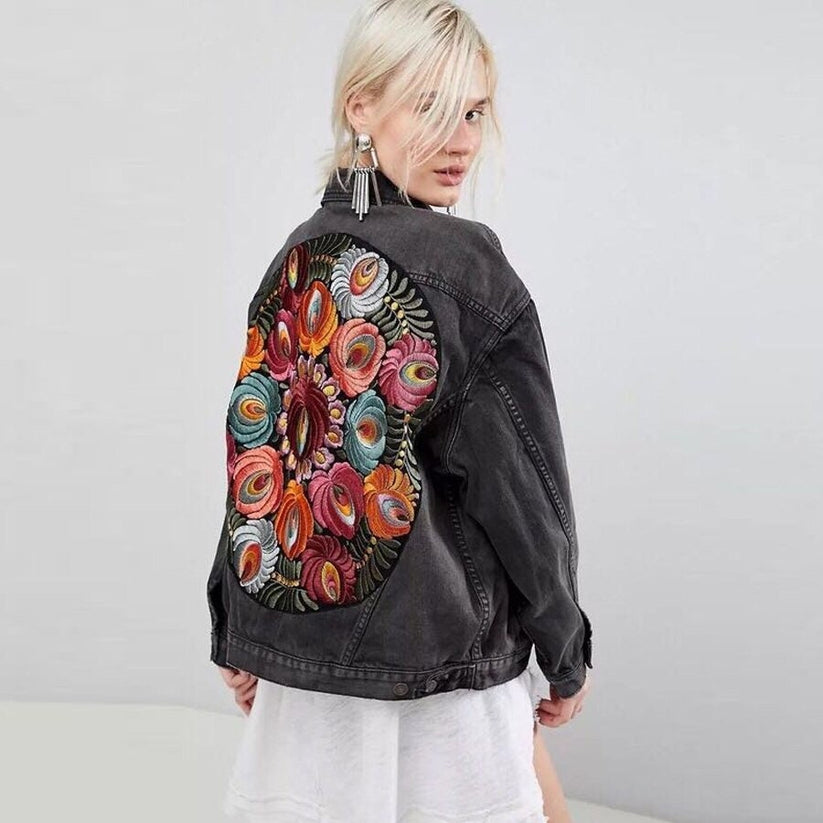 Boho Embroidered Denim Jacket