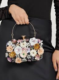 Embellished Floral Evening Clutch Bag