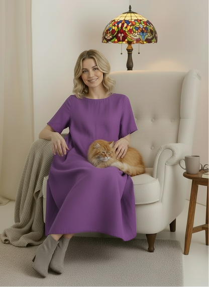 Plus Size Linen A-Line Maxi Dresses