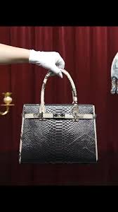 Birkin Inspired Genuine Leather Handbag - Dual Tone Snake Edition