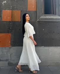 Valentina Ribbed Lightweight Pleated Maxi Dress