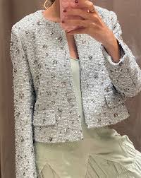 Silver Sequined Cropped Jacket