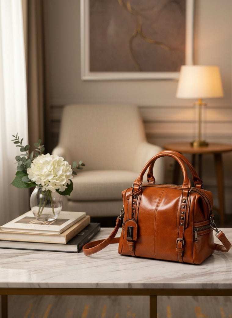 Patina Oil Wax Vegan Leather Crossbody Bag