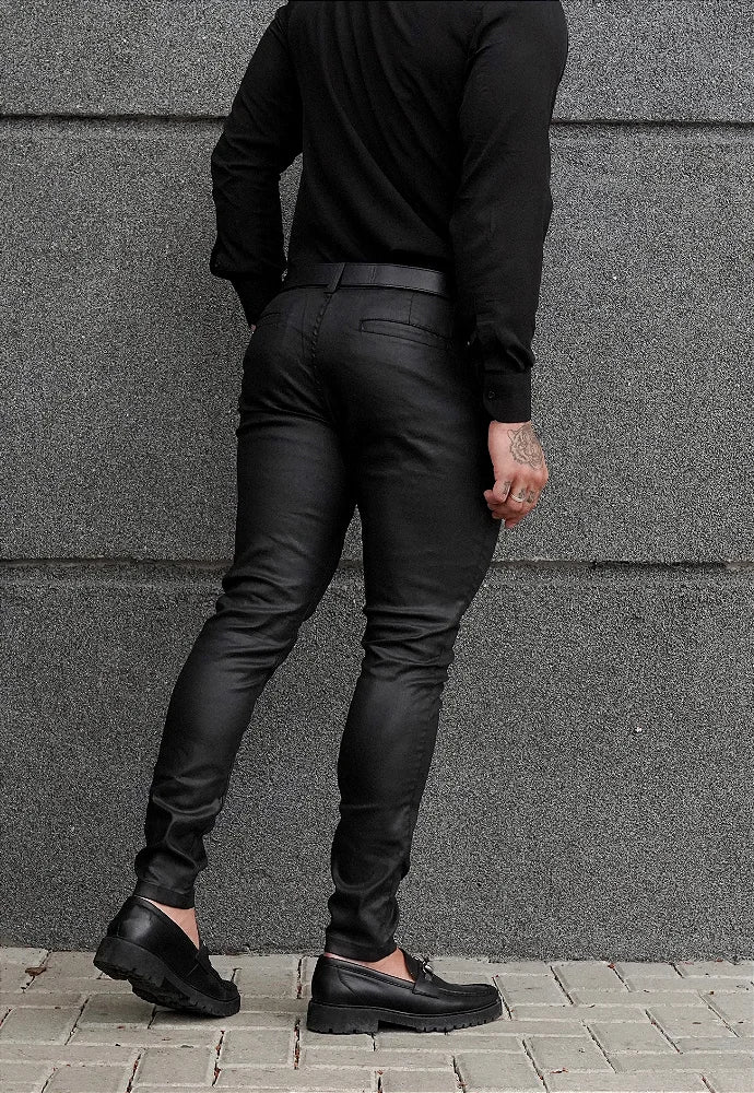 MACCO High-Stretch Vegan Leather Slim-Fit Jeans