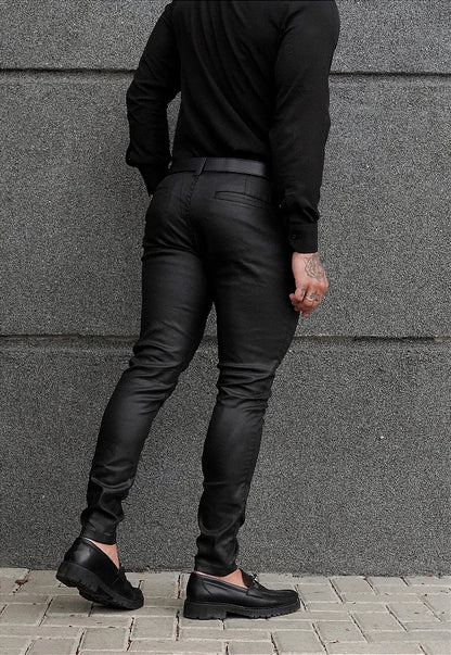 MACCO High-Stretch Vegan Leather Slim-Fit Jeans