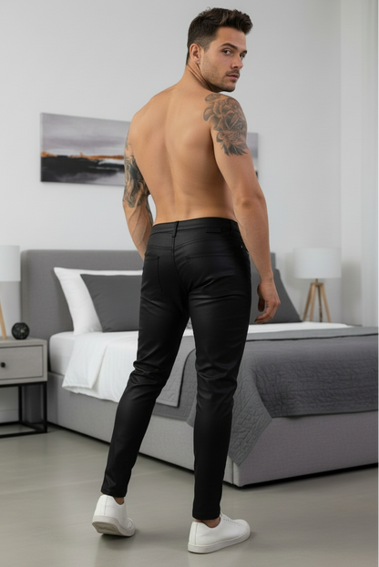 MACCO High-Stretch Vegan Leather Slim-Fit Jeans