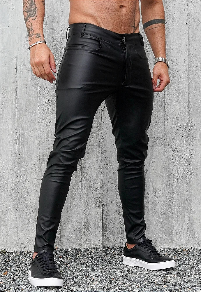 MACCO High-Stretch Vegan Leather Slim-Fit Jeans