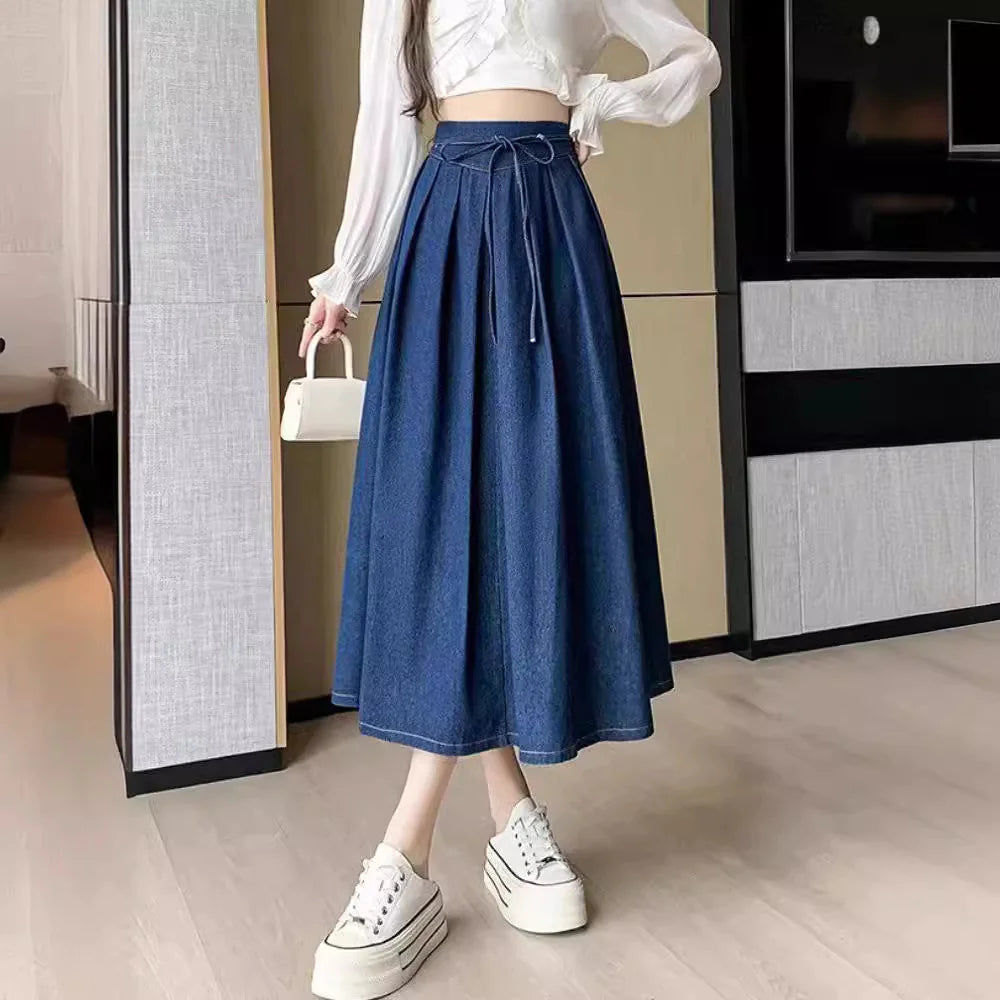 High Waist A-Line Denim Skirts