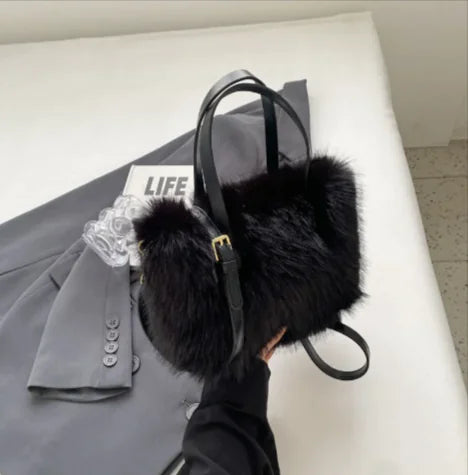 Faux Fox Fur Crossbody Tote Bags