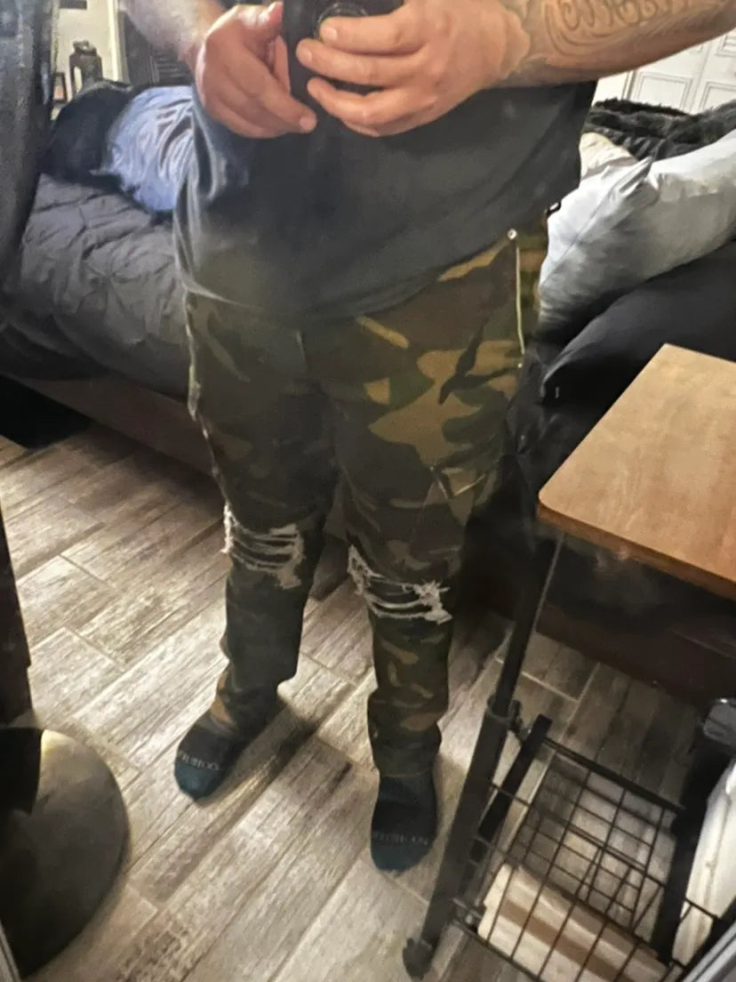 Camouflage Ripped Jeans