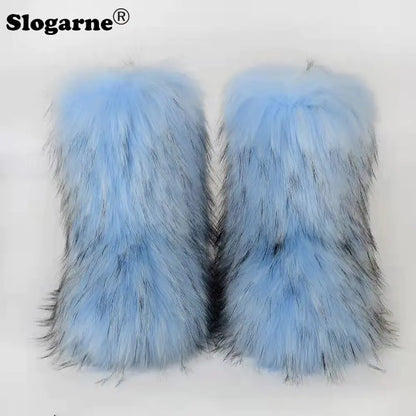 Luxurious Faux Fox Fur Boots