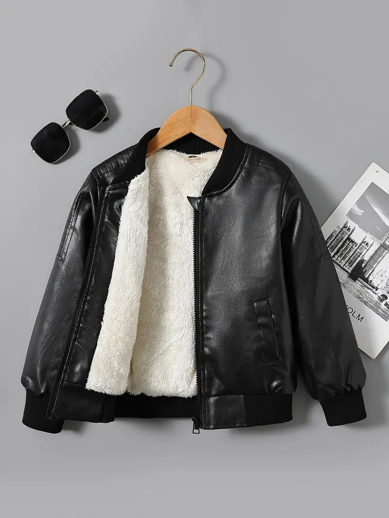 Ultimate Kids Leather and Fur Bomber Jacket