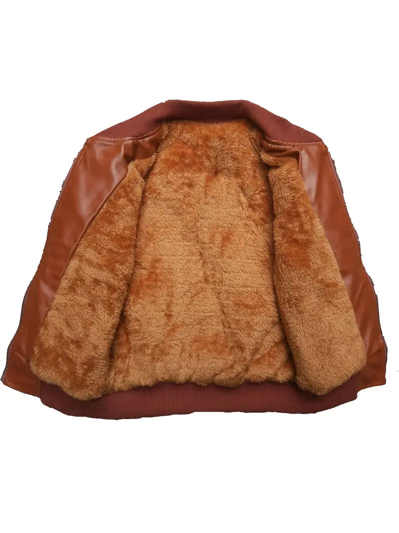 Ultimate Kids Leather and Fur Bomber Jacket