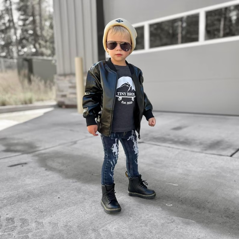 Ultimate Kids Leather and Fur Bomber Jacket