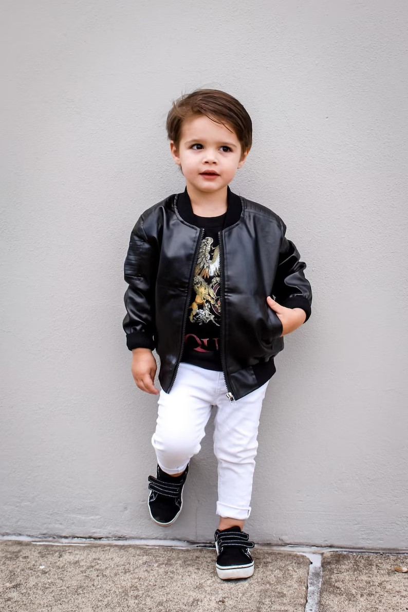 Ultimate Kids Leather and Fur Bomber Jacket