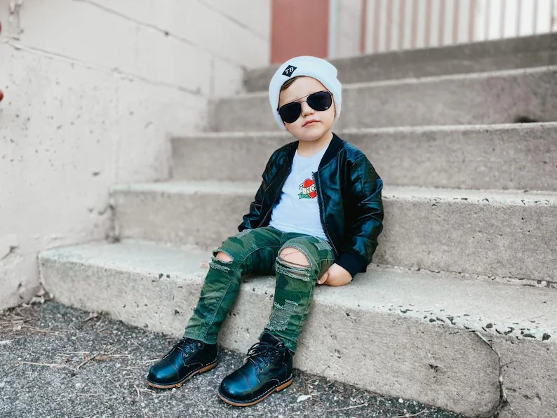 Ultimate Kids Leather and Fur Bomber Jacket