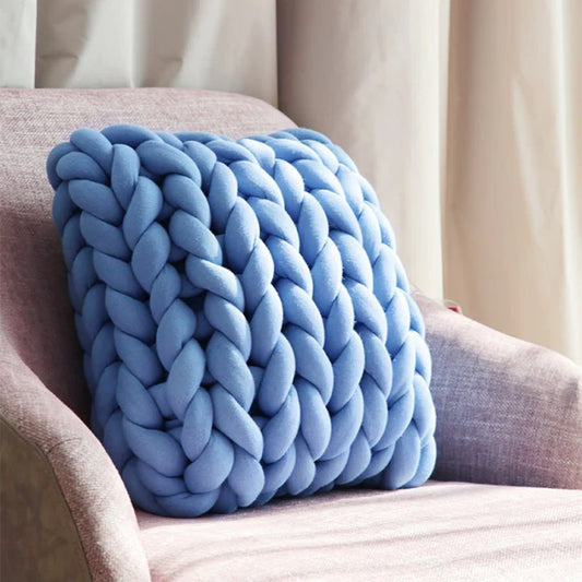 Chunky Handmade Wool Knitted Pillow