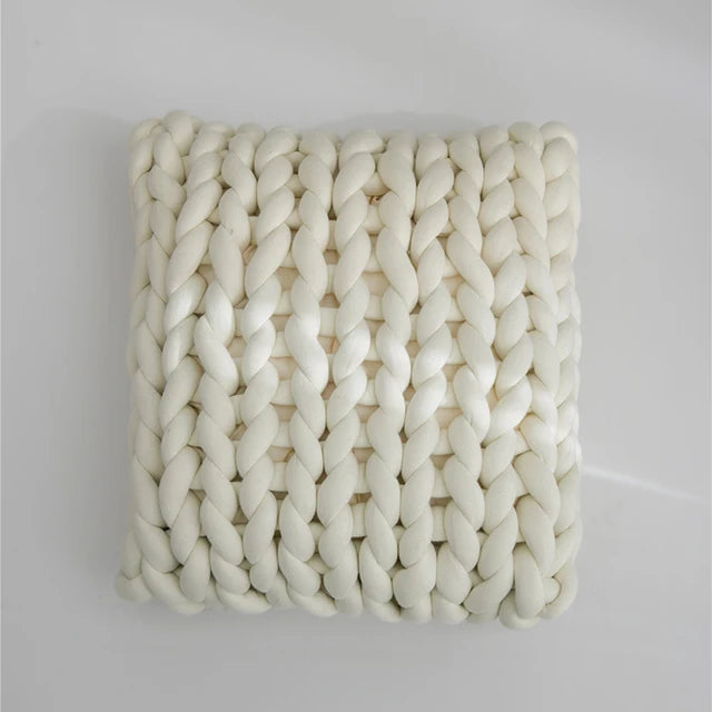 Chunky Handmade Wool Knitted Pillow